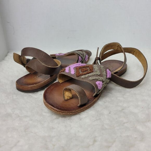Free People Torrence Women's Sandals Size 7.5 Stitched Mauve Leather Ankle Wrap - Picture 7 of 11